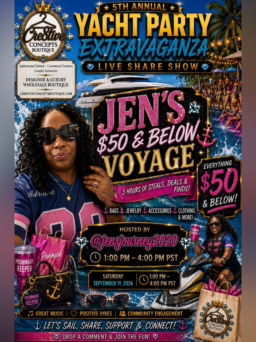 Yacht 🛥️  unlisted flyer 9/18 1pm 🕐 PST $50 & below ⬇️ Share Show Final Sale